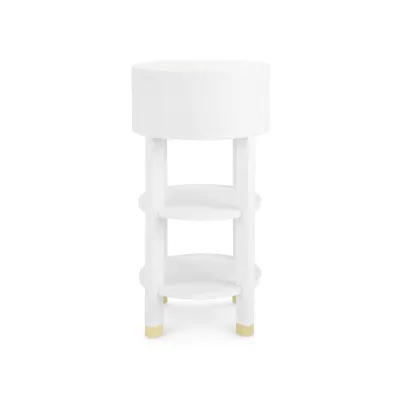 Claudette 1-Drawer Round Side Table Cream