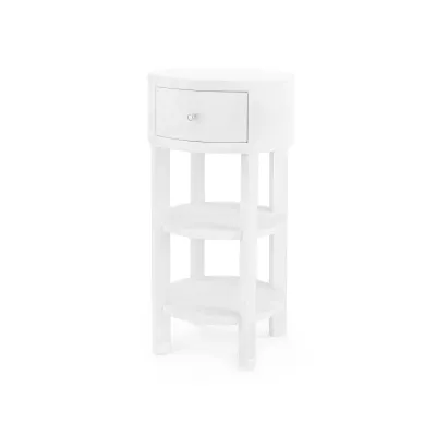 Claudette 1-Drawer Round Side Table Cream