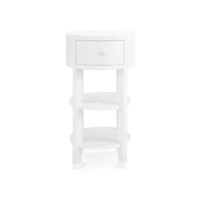 Claudette 1-Drawer Round Side Table Cream