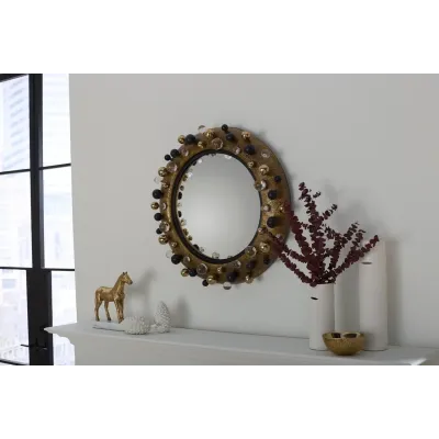 Eris Antique Brass Round Mirror