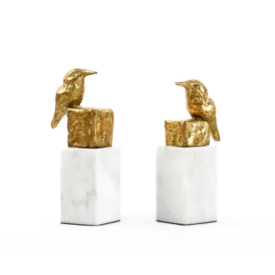 Finch Statue (Pair) Gold Leaf