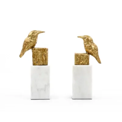 Finch Statue (Pair) Gold Leaf
