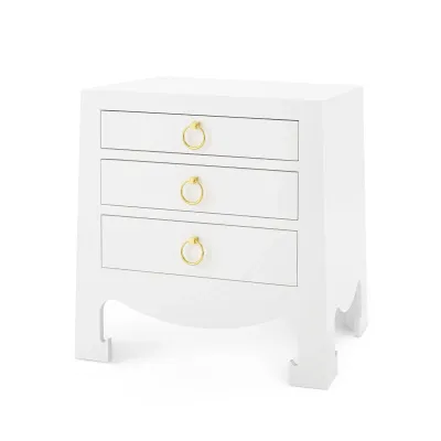 Jacqui 3-Drawer Side Table Chiffon White