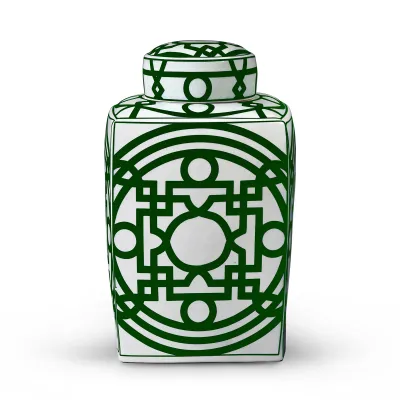 Jasper Square Jar Green and White