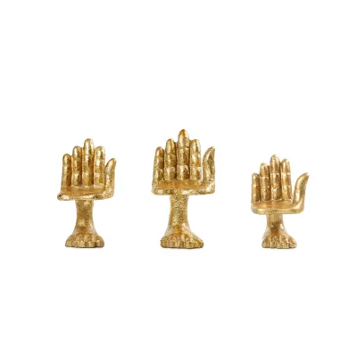 Mano Set of 3 Statues Gold Leaf