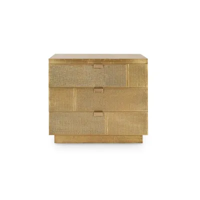 Mark 3-Drawer Side Table, Antique Brass