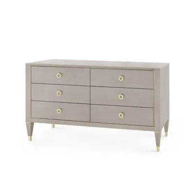 Morris Extra Large 6-Drawer Taupe Gray and Champagne