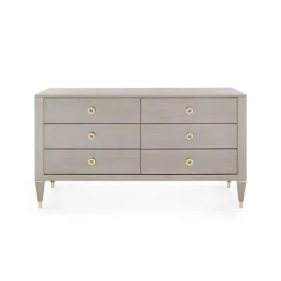 Morris Extra Large 6-Drawer Taupe Gray and Champagne