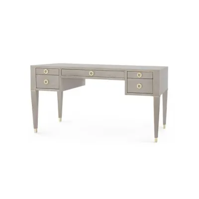 Morris Desk Taupe Gray and Champagne