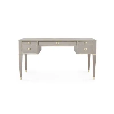 Morris Desk Taupe Gray and Champagne