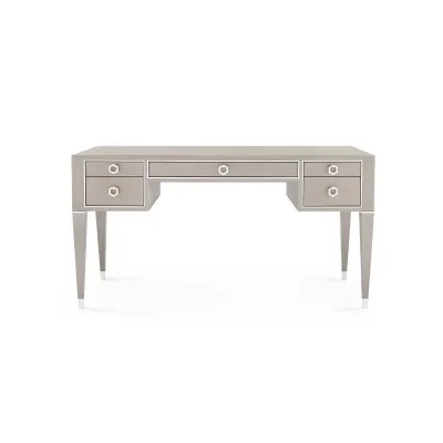 Morris Desk Taupe Gray and Nickel