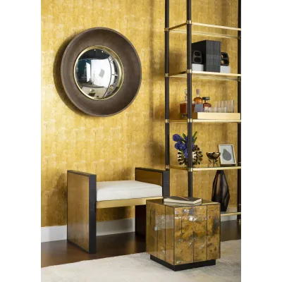 Odeon Bench/Side Table Antique Brass and Dark Bronze
