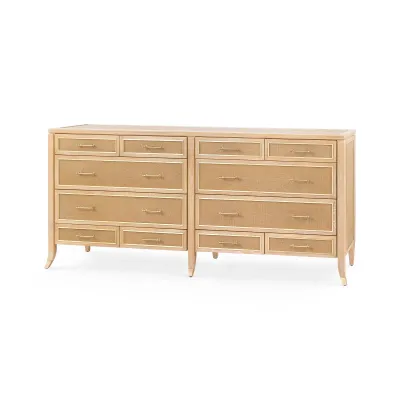 Paulina 12-Drawer Natural and Camel