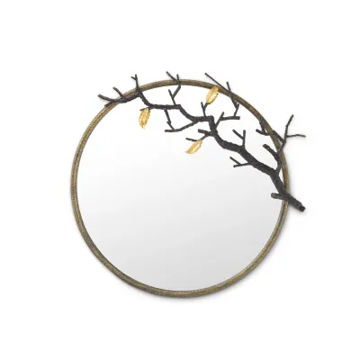 Rowan Antique Brass Round Mirror