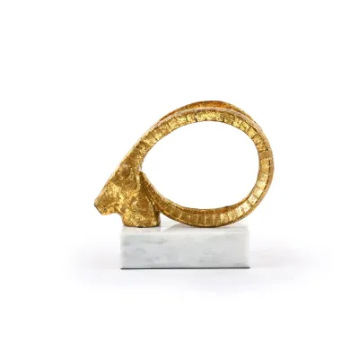 Spiral Horn Statue Gold Leaf