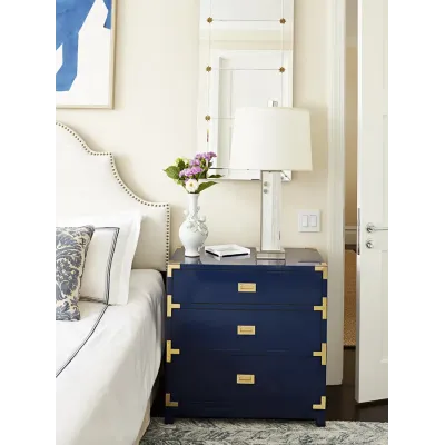 Victoria 3-Drawer Side Table Gloss Denim Blue