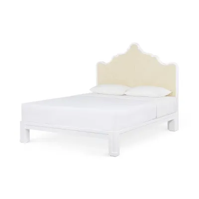 Victoria Queen Headboard With Bed Frame, Natural Twill, Vanilla