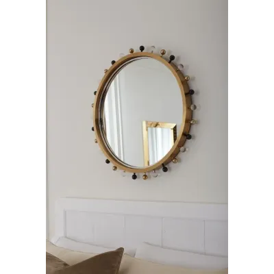 Zoe Antique Brass Round Mirror