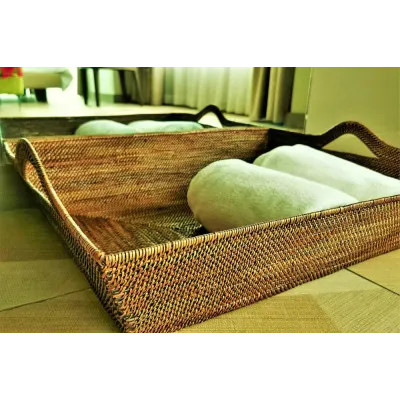 Rectangular Tote Tray with Handles, Medium, Tote 25.5"L x 21.5"W x 6.5"H