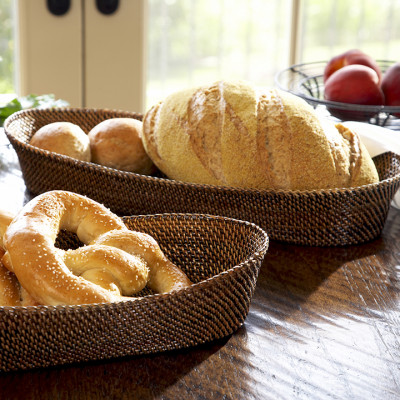 Oval Bread Basket with Edging Large 19.25 in L x 9.25 in W 3 in H