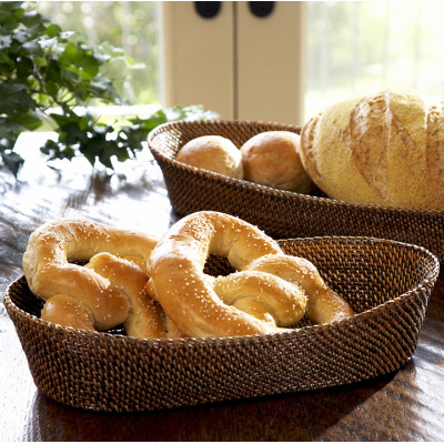 Oval Bread Basket with Edging Small 15 in L x 5.5 in W 2.75 in H