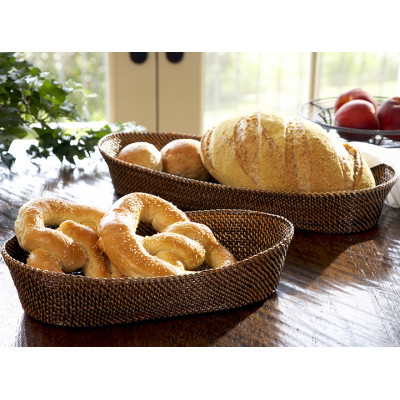 Oval Bread Basket with Edging Large 19.25 in L x 9.25 in W 3 in H