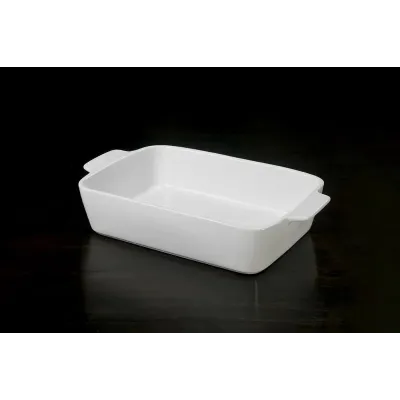 Calaisio Rectangular Casserole Stoneware Roaster Medium, White 2QT (insert only)