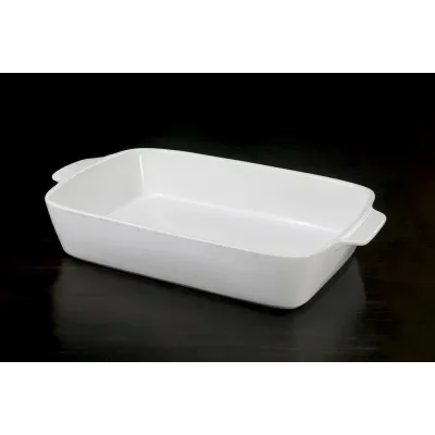 Calaisio Rectangular Casserole Stoneware Roaster Large, White 3QT (insert only)