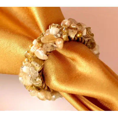 Jewelled Napkin Ring - Gold Diva, set / 4 pcs