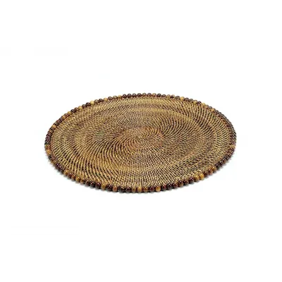 Round Placemat  w/ Beads, Dark Walnut, Set of 4 pcs (min 4 pcs)