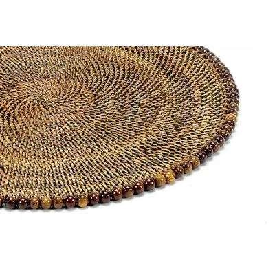 Round Placemat  w/ Beads, Dark Walnut, Set of 4 pcs (min 4 pcs)