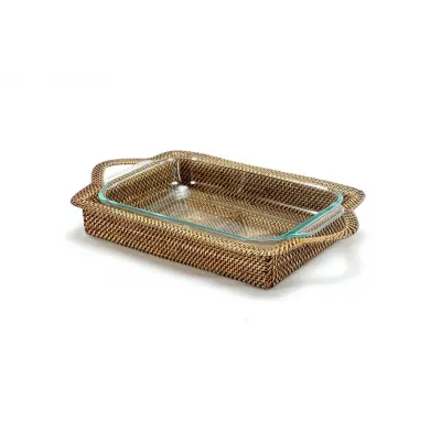 Rectangular Casserole Basket with Baking Dish (incl Pyrex 2 qt baker) 16"L x 9.5"W x 2"H