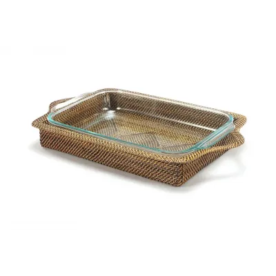 Rectangular Casserole Basket with Baking Dish (incl Pyrex 3 qt baker) 18.5"L x 11.25"W x 2.25"H