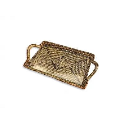 Rectangular Serving Glass Tray with Handles 10.5" L x 7" W x 1" H