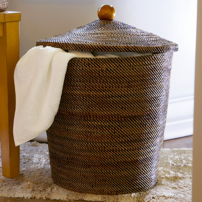 Handwoven Hamper with Cover XXL, 16" Round x 16" H