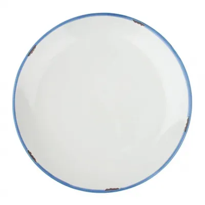 Tinware 7-Pc Prep Set White w/ Blue Rim (4 Small Bowls, 1 Measuring Spoon Set, 1 Creamer, 1 Spoon Rest)
