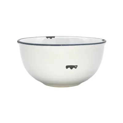 Tinware 7-Pc Prep Set White w/ Slate Rim (4 Small Bowls, 1 Measuring Spoon Set, 1 Creamer, 1 Spoon Rest)
