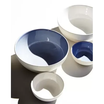 Shell Bisque Blue Round Serving Bowl