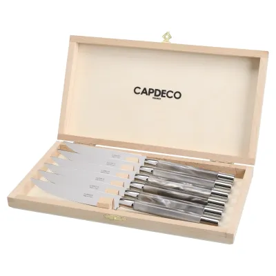 Conty Pink Gold Grey Box Of 6 Steak Knives
