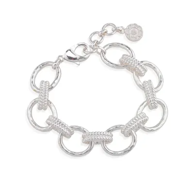 Cleopatra Silver Regal Link Bracelet 7"+1.5"