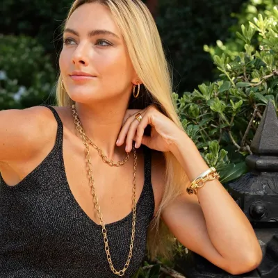 Cleopatra Regal Gold Link Bracelet 7"+1.5"