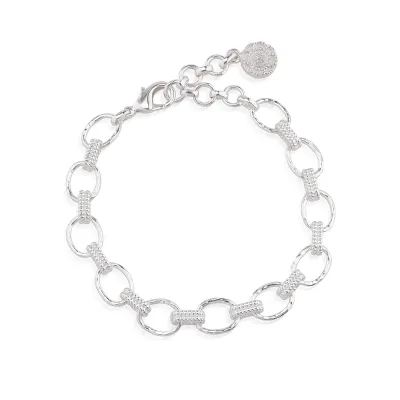 Cleopatra Silver Small Link Bracelet 7"+1.5"