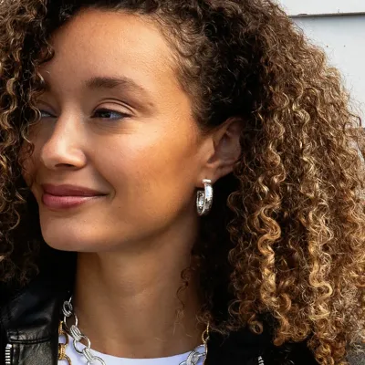 Cleopatra Silver Classic Hoop Earrings