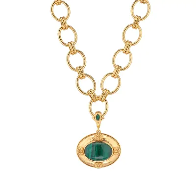 Cleopatra Malachite Removeable Pendant Necklace 16"+2"