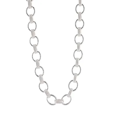 Cleopatra Silver Regal Link Necklace 16"+2"