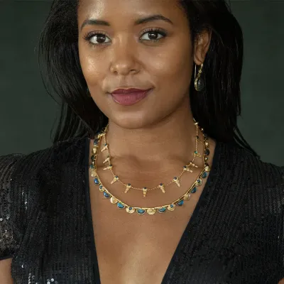 Cleopatra Ra Blue Labradorite Gem Necklace 16"+2"