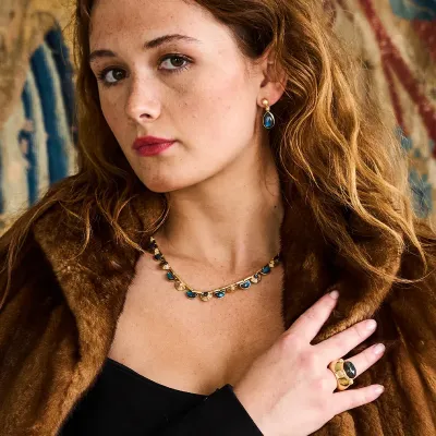 Cleopatra Blue Labradorite Riviere Necklace 17"+2"