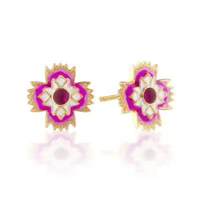 Dianthus Stud Earrings - Pink