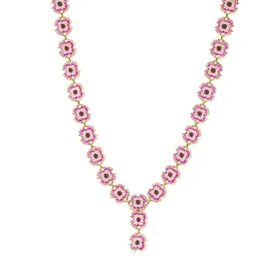 Dianthus Covertible Necklace 16" + 2" = Pink