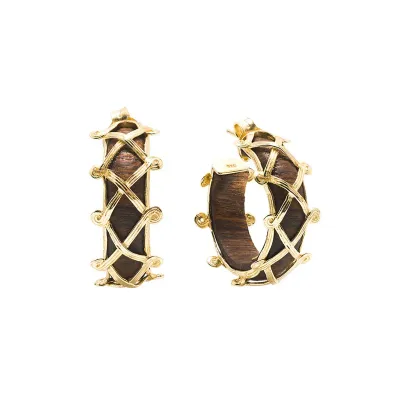 Earth Goddess Teak Hoop Earrings